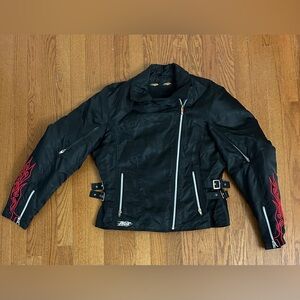 Power Trip Orange County Armored Lined Womens Leather Motorcycle Jacket Size M